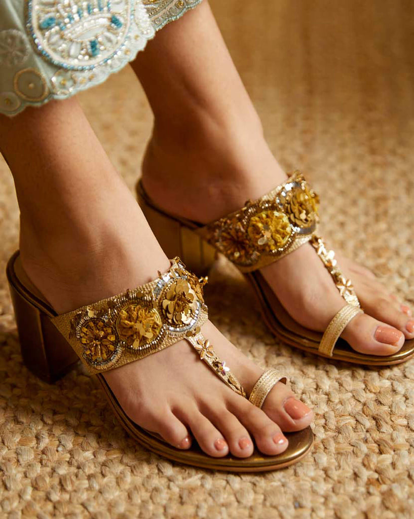 Golden Jalebi - Kolha Block Heel : Limited edition