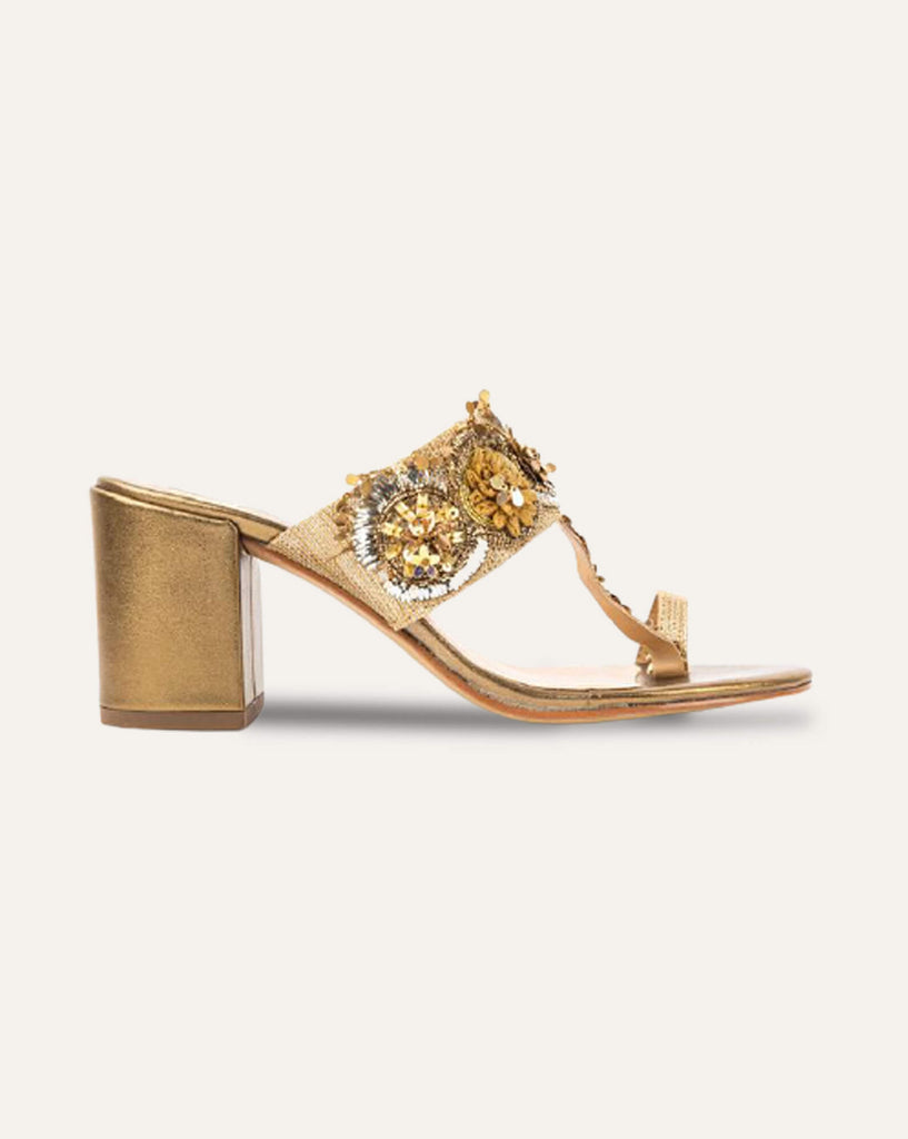 Golden Jalebi - Kolha Block Heel : Limited edition