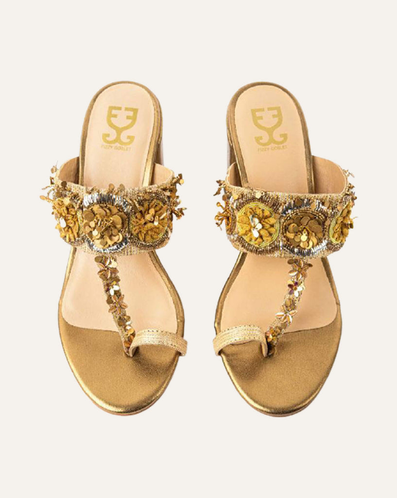 Golden Jalebi - Kolha Block Heel : Limited edition