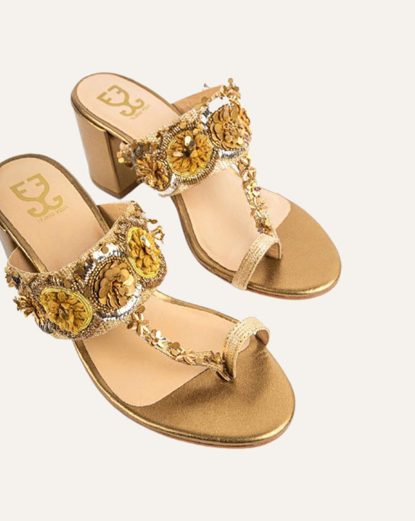 Golden Jalebi - Kolha Block Heel : Limited edition