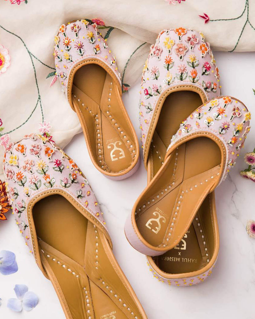 KIDS Falling Flowers Jutti- Lilac: Rahul Mishra X Fizzy Goblet