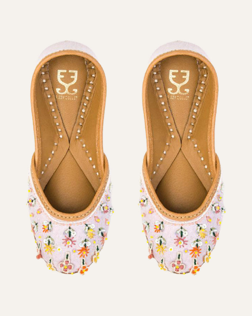 KIDS Falling Flowers Jutti- Lilac: Rahul Mishra X Fizzy Goblet