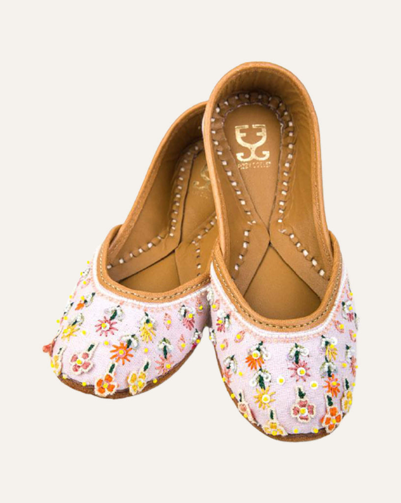 KIDS Falling Flowers Jutti- Lilac: Rahul Mishra X Fizzy Goblet