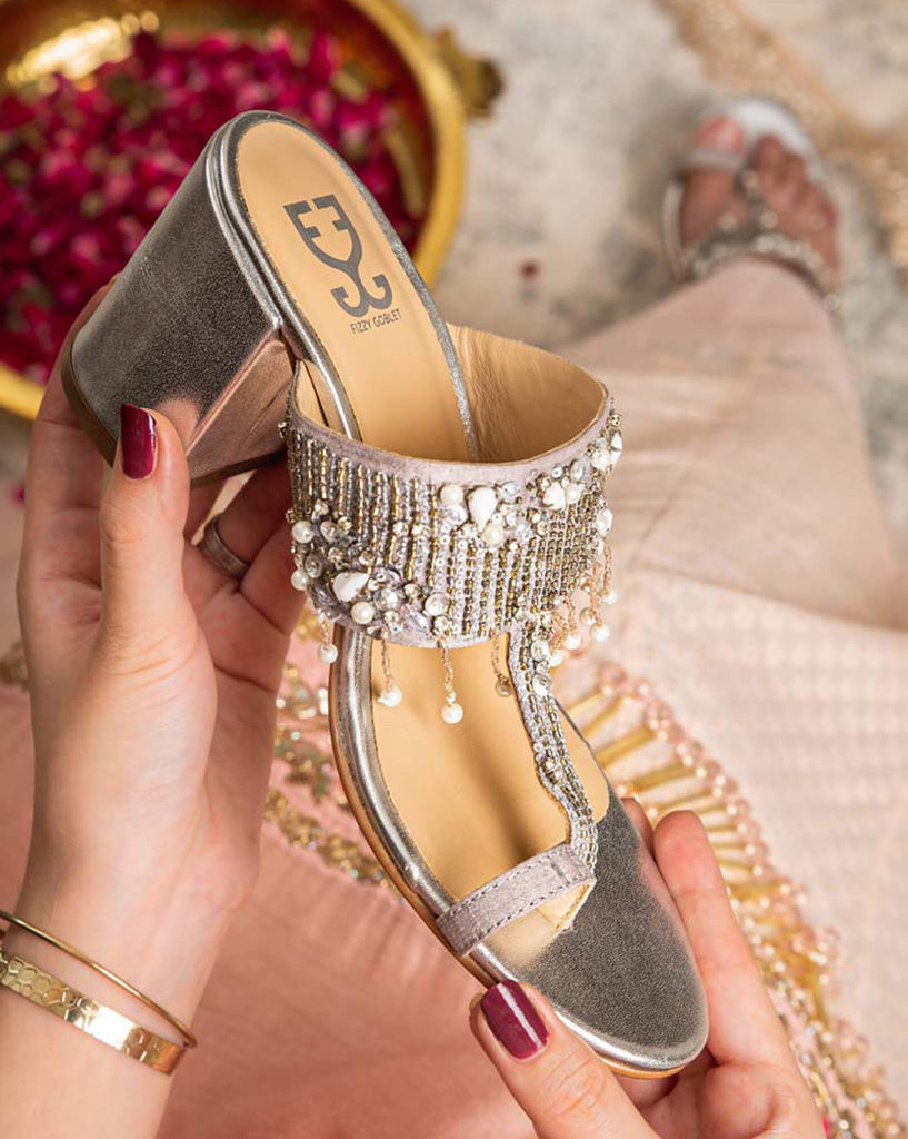 Silver Barfi - Kolha Block Heel : Limited edition