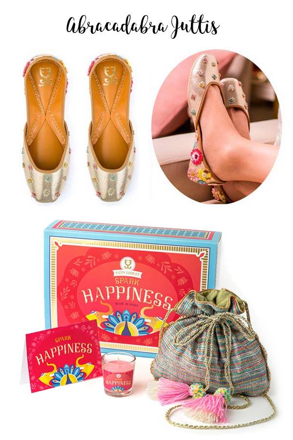 Shoes (your choice) + Potli + Candle : Festive Gift Box -  Festive Gift Box - Fizzy Goblet