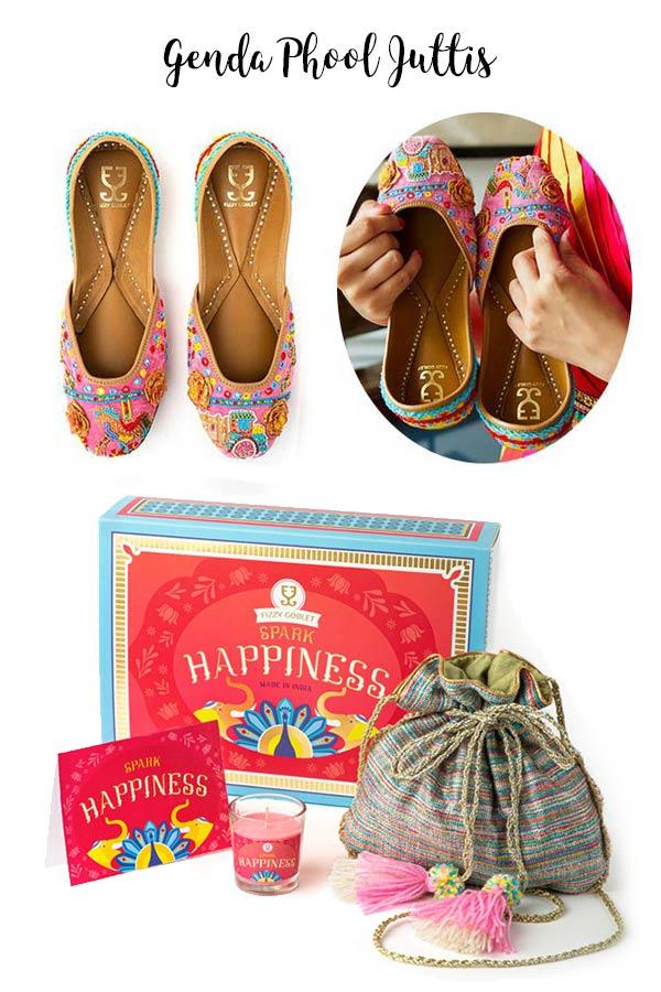 Shoes (your choice) + Potli + Candle : Festive Gift Box -  Festive Gift Box - Fizzy Goblet