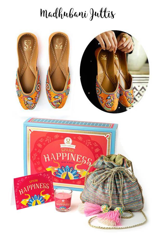 Shoes (your choice) + Potli + Candle : Festive Gift Box -  Festive Gift Box - Fizzy Goblet