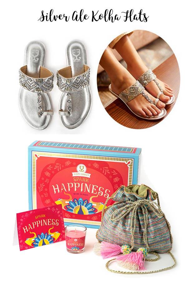 Shoes (your choice) + Potli + Candle : Festive Gift Box -  Festive Gift Box - Fizzy Goblet