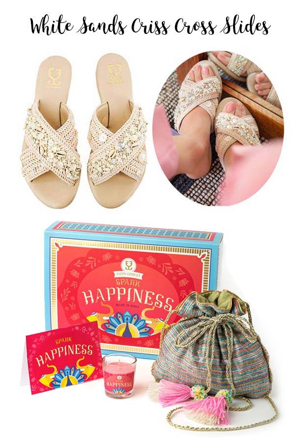 Shoes (your choice) + Potli + Candle : Festive Gift Box -  Festive Gift Box - Fizzy Goblet