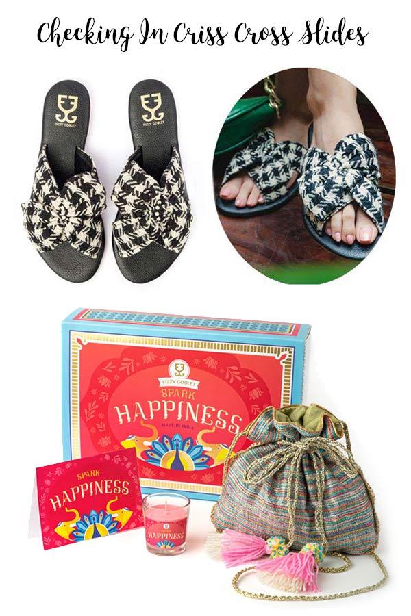 Shoes (your choice) + Potli + Candle : Festive Gift Box -  Festive Gift Box - Fizzy Goblet