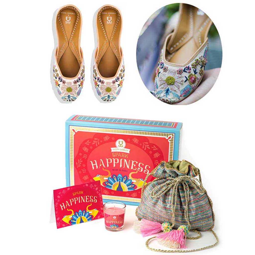 Flower Power+Potli+Candle -  Festive Gift Box - Fizzy Goblet