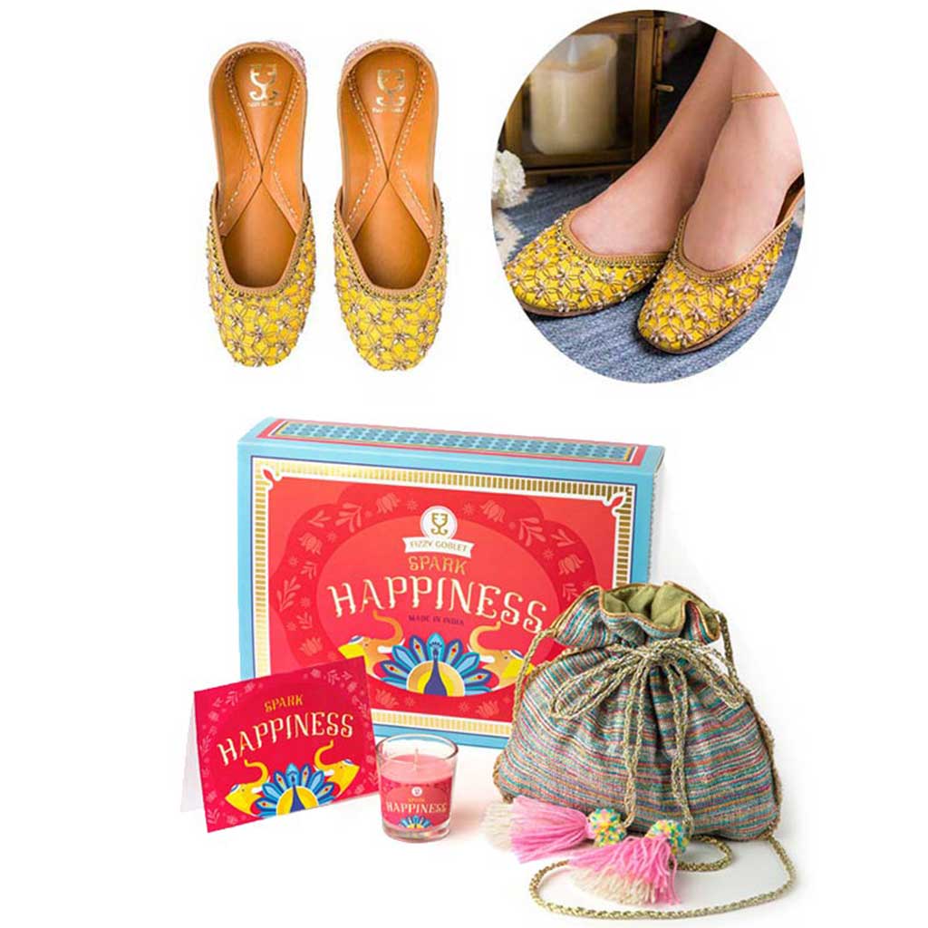 Happy Go Lucky+Potli+Candle -  Festive Gift Box - Fizzy Goblet