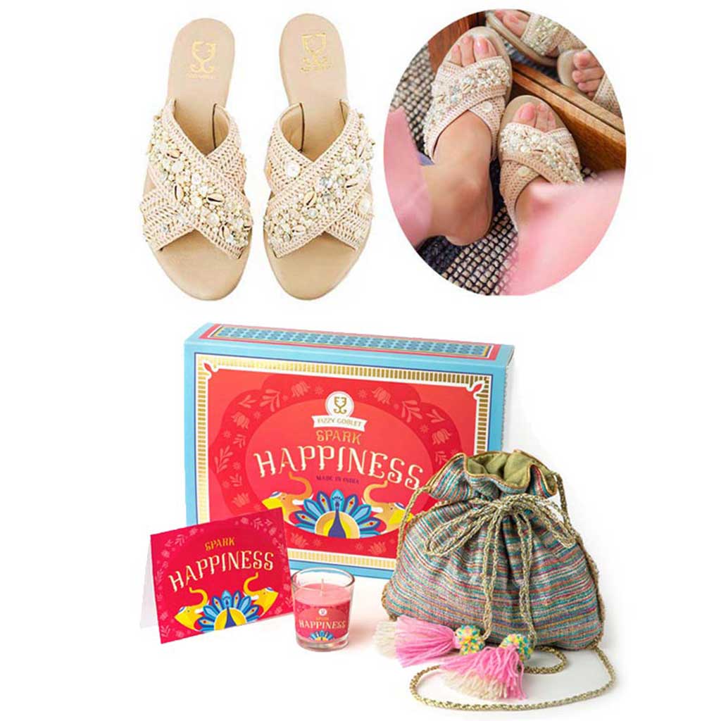White Sands+Potli+Candle -  Festive Gift Box - Fizzy Goblet